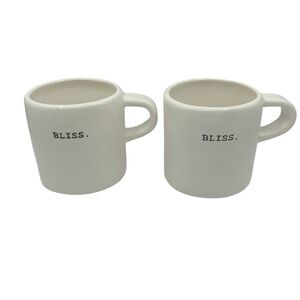 Rae Dunn BLISS Short Mug Cup Small 3” Typewriter Font Magenta Set of 2 RARE HTF